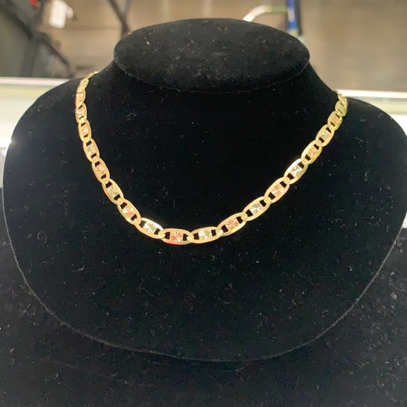 Tri-Color Gold Flat Mariner Chain